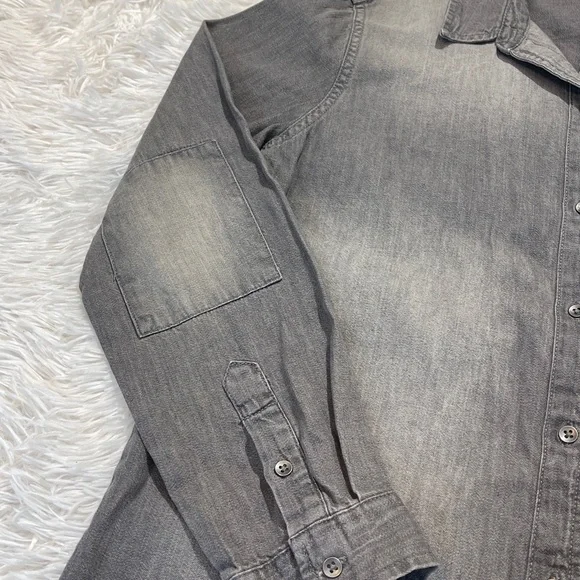 BANANA REPUBLIC WOMENS Casual Gray Button Down Shirt SIZE M - Picture 3 of 9